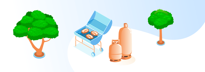 barbecue et bouteille de gaz